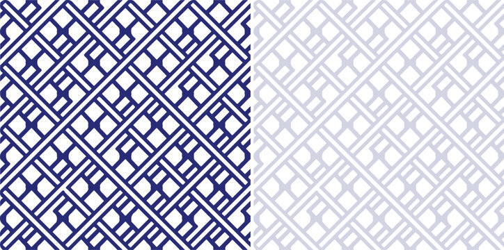 Geometric Lattice Pattern with Blue and White Intersecting Lines in Seamless Vector Style on a transparent background