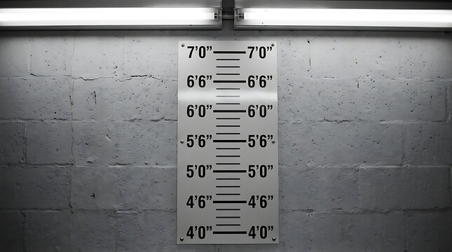 Height measurement chart on a concrete wall a forensic tool for crime scene investigation