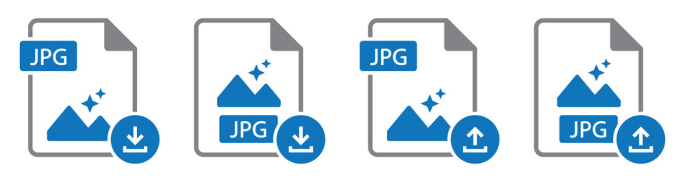 Jpg file format download and upload icon, Photo file icon vector illustration