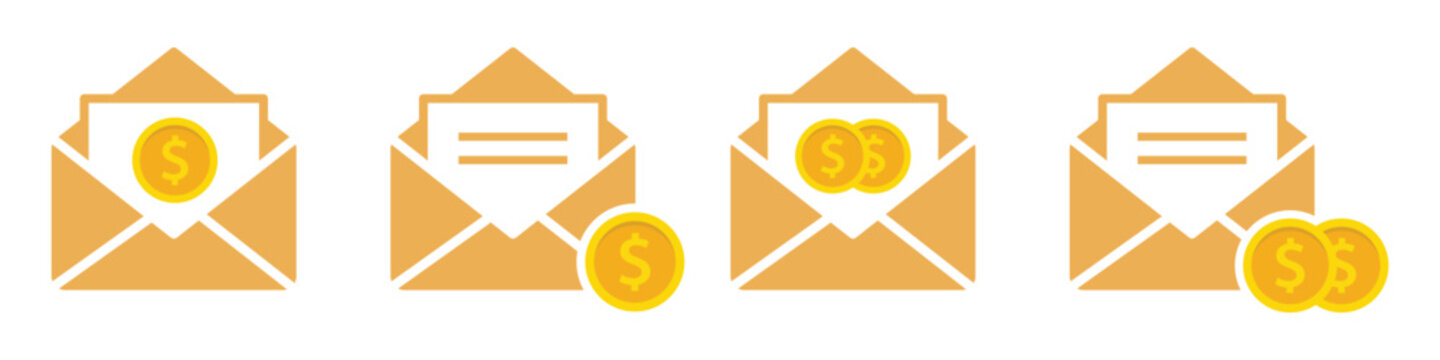 Mail message with money finance icon illustration