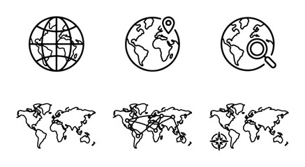 Global connections world map icons set on white background © AminulHaque