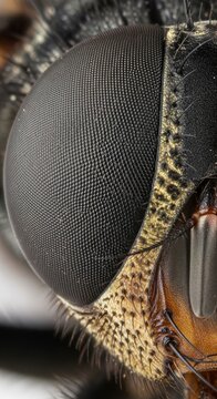 Detailed Close-Up of a Housefly's Compound Eye
