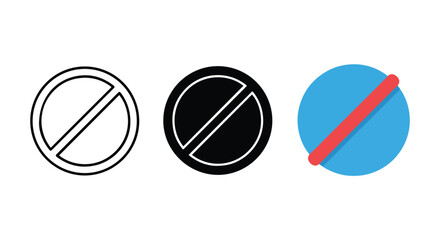 Fototapeta premium prohibition icon set no sign symbols - Minimalist, flat icon, outline, glyph, linear, clipart, sticker - icon set