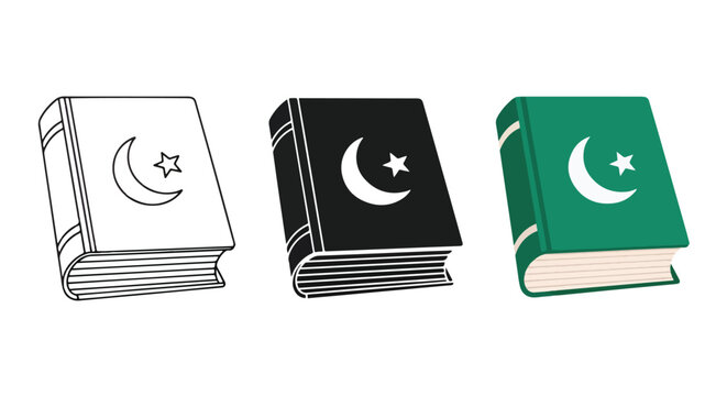 pakistan flag book icon set vector - Minimalist, flat icon, outline, glyph, linear, clipart, sticker - icon set