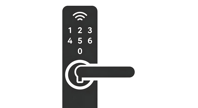 Smart door lock with keypad and wireless access icon