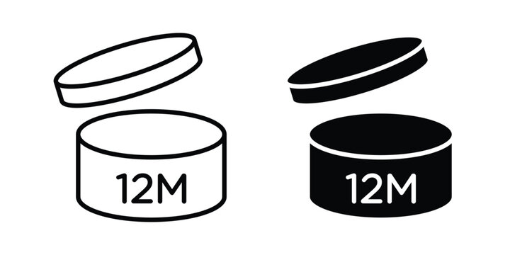 12 months shelf life icon editable stroke. Linear and flat icons