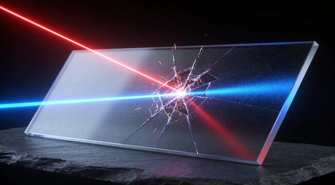 Enterprise threat quarantine and malicious traffic containment concept showing clean approved signal passing through secure glass while hostile red stream is blocked, premium cybersecurity background