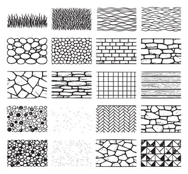 seamless textures patterns and architectural hatching hand drawn vector