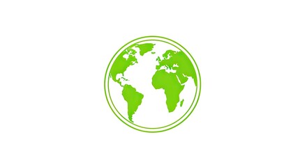 Fototapeta premium Green world map icon on isolated white background