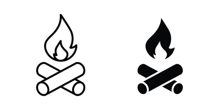 Campfire icon editable stroke. Linear and flat icons