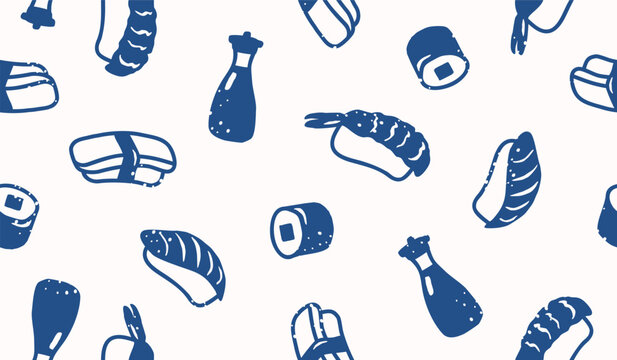 Cute Japanese food seamless pattern background design
