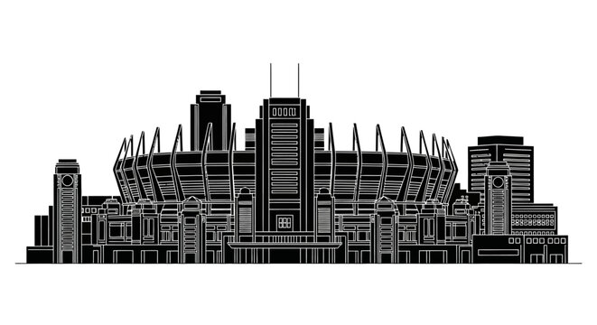 Kansas City Skyline Silhouette with Arrowhead Stadium ? Urban Icon