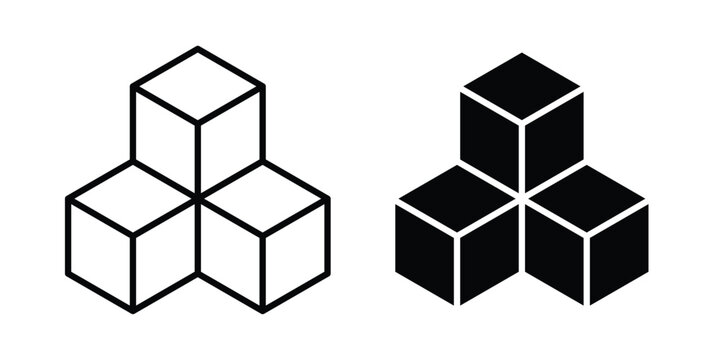Cubes icon editable stroke. Linear and flat icons