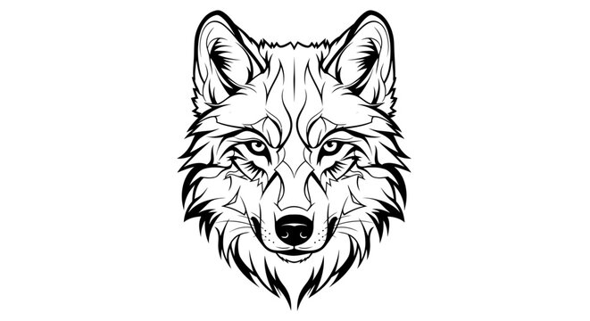 Stylized Wolf Head Illustration, Fierce Animal Portrait, Wild Nature Art