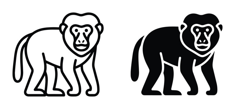 simple black and white primate silhouettes set on clean background