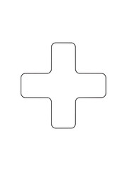 Obraz premium Outline drawing of a simple plus sign with rounded corners line art positive