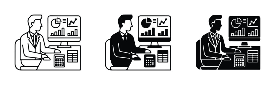business analytics and finance vector set on white background