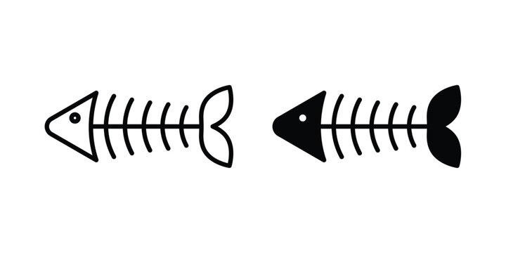 Fish bones icon editable stroke. Linear and flat icons