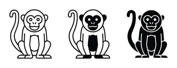 vector monkey icons set on white background © Tanzina