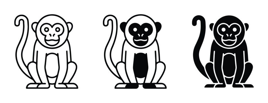 vector monkey icons set on white background
