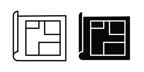 Floor plan icon editable stroke. Linear and flat icons © Hunt