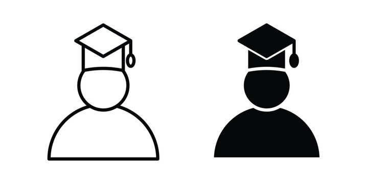 Graduate student icon editable stroke. Linear and flat icons