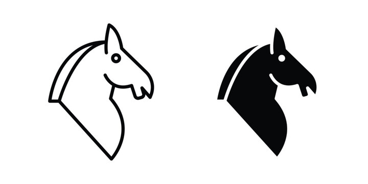 Horse icon editable stroke. Linear and flat icons