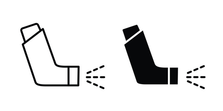 Inhaler icon editable stroke. Linear and flat icons