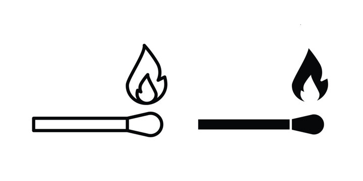 Match fire icon editable stroke. Linear and flat icons