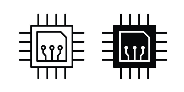 Microchip icon editable stroke. Linear and flat icons
