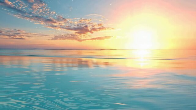 frangipani flowers float in infinity pool on tropical seascape animation