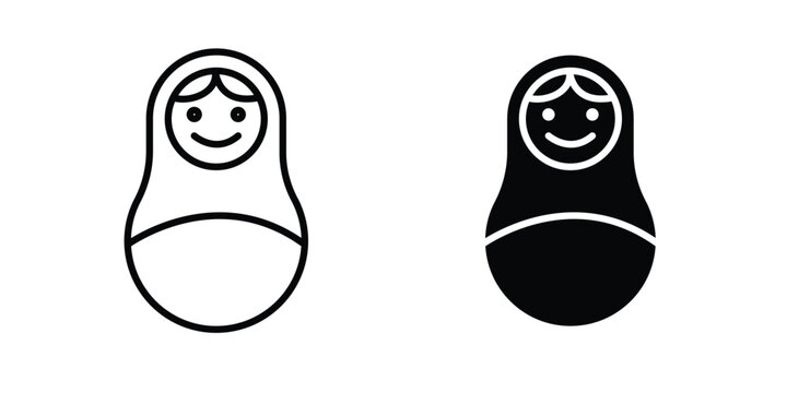 Nesting dolls icon editable stroke. Linear and flat icons