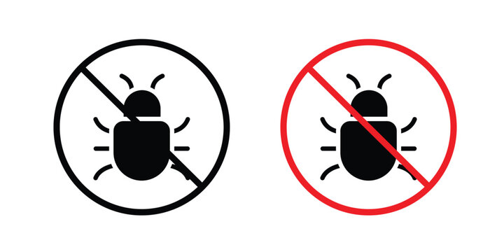 No Bug icon editable stroke. Linear and flat icons