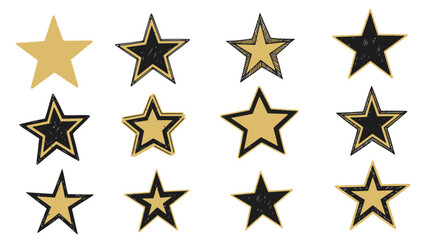 Obraz premium Collection of gold and black stars.