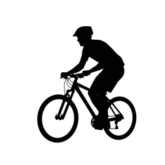Obraz premium Silhouette of a person riding a mountain bike illustrating outdoor adventure and active lifestyle scenes