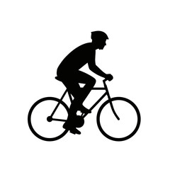 Obraz premium Silhouette of a person riding a bicycle in motion on a plain background emphasizing movement and outdoor activity