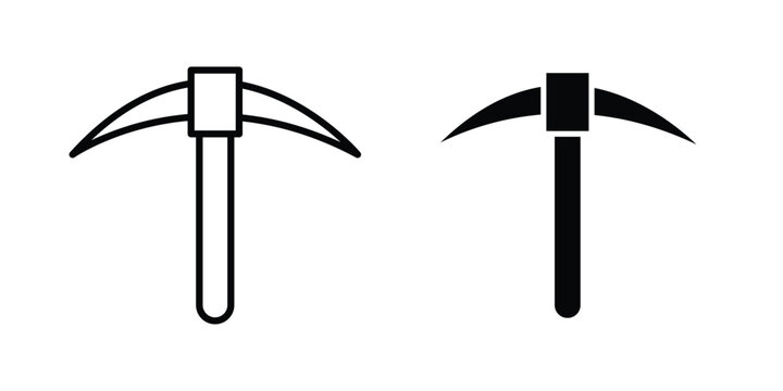 Pickaxe icon editable stroke. Linear and flat icons