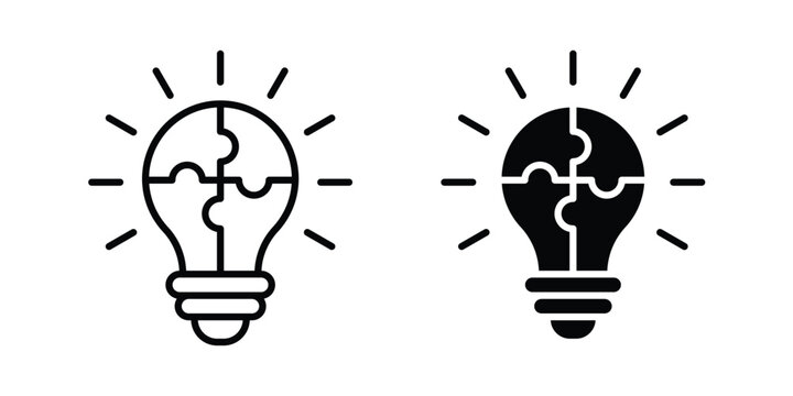 Problem solving icon editable stroke. Linear and flat icons