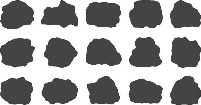 Abstract organic blob shapes collection irregular fluid silhouettes set modern minimal design elements isolated on light background