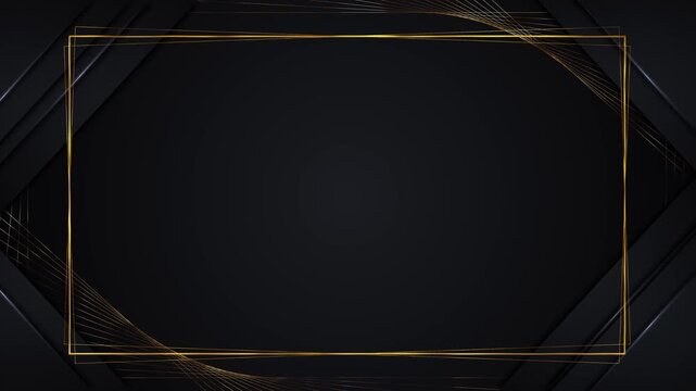 Elegant golden line border luxury background corner details and clean center space. premium videos, wedding invitations, award intros, event screens, brand promos, product displays, stylish overlays.