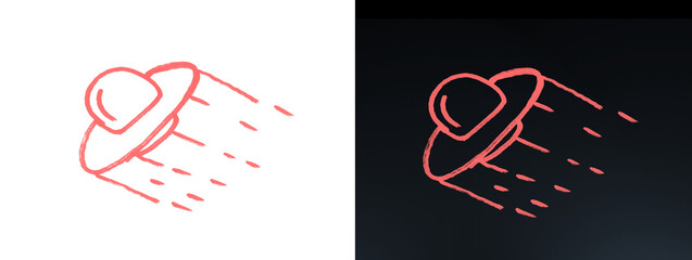 Pink UFO with Heart Beam Icon Split Background © Rehman