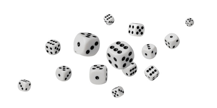 White game dice with black dots