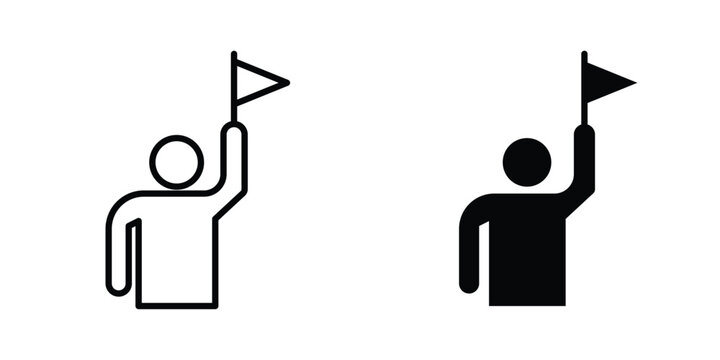 Tour guide people icon editable stroke. Linear and flat icons