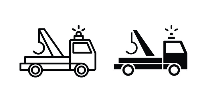 Tow truck icon editable stroke. Linear and flat icons