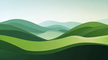Obraz premium Lush green hills at dawn with soft curves and gentle slopes in a serene landscape