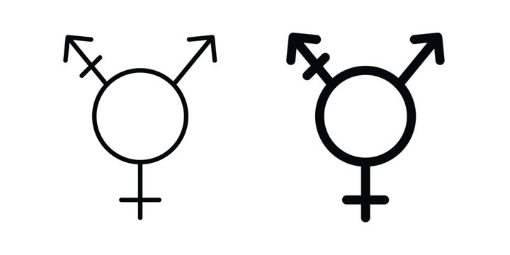 Transgender icon editable stroke. Linear and flat icons