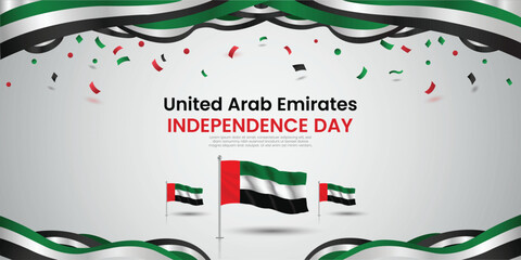 Naklejka premium UAE Independence Day Celebration: A vibrant celebration of the United Arab Emirates' Independence Day, featuring the national flag, festive decorations, and a sense of national pride.