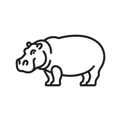 Fototapeta premium Hippopotamus icon vector illustration in flat outline style isolated on white background