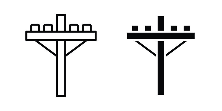 Utility pole icon editable stroke. Linear and flat icons