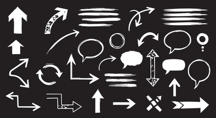 Set of hand drawn grunge texture paint brush, business arrows with different length and thickness hand drawn set.   © illus